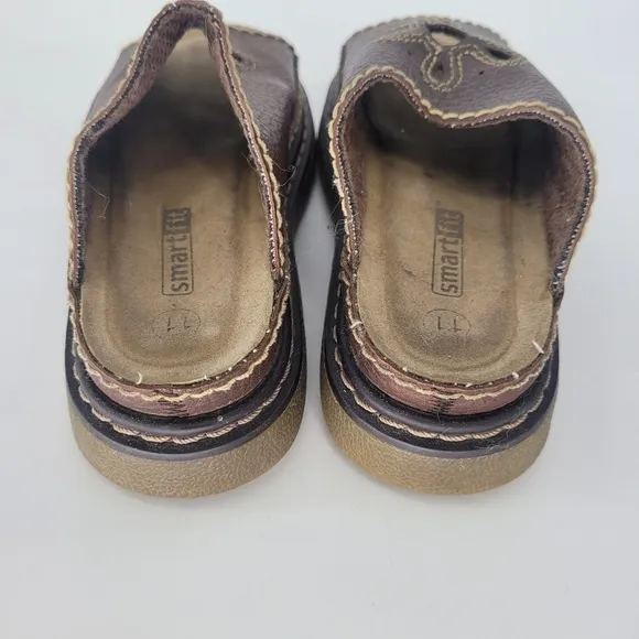 Smart fit kids vintage chunky brown slides sandals slip on size 11