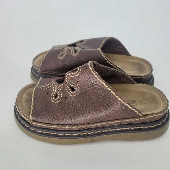 Smart fit kids vintage chunky brown slides sandals slip on size 11