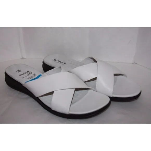 Soft Walk Tillman Women's 11 Narrow White soft nappa leather slides - New