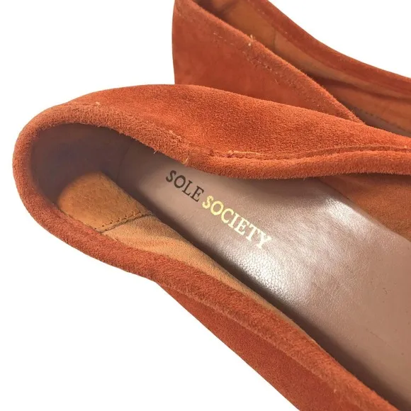 Sole Society Melinda Espadrille Flats BOHO Orange Suede Leather Upper 11B - New