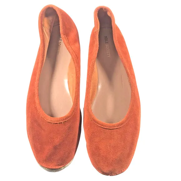 Sole Society Melinda Espadrille Flats BOHO Orange Suede Leather Upper 11B - New