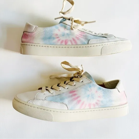 Soludos Ibiza Tie Dye Lace Up Casual Leather Sneakers 8.5