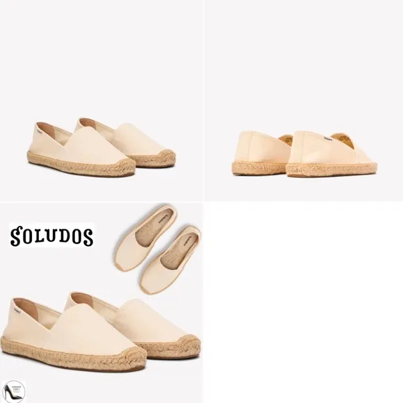 Soludos Original Dali Espadrille Shoes Beige Natural Canvas Slip On Loafers 8