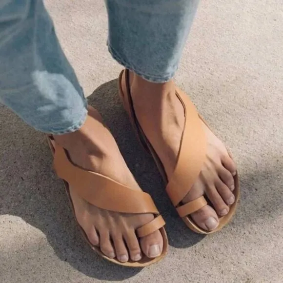 Soludos Womens Maya Sandals Natural Leather Brown Size 10