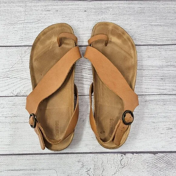 Soludos Womens Maya Sandals Natural Leather Brown Size 10