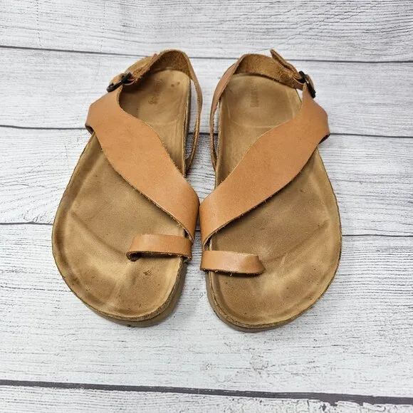 Soludos Womens Maya Sandals Natural Leather Brown Size 10
