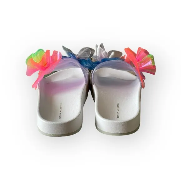 Sophia Webster ✽ Jumbo Lilico Neon 3D Flowers Pool Slide Sandals ✽ White ✽ 8M ✽