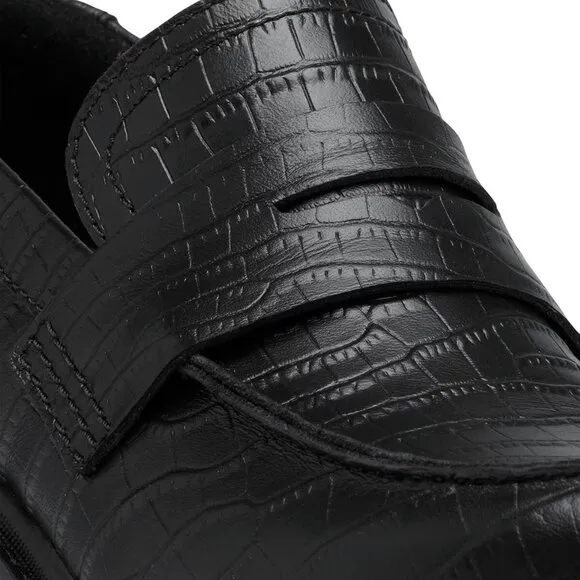Sorel $150 Joan Now™ City Loafer Black Croc Sz 7.5 NIB!