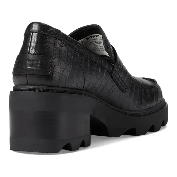 Sorel $150 Joan Now™ City Loafer Black Croc Sz 7.5 NIB!