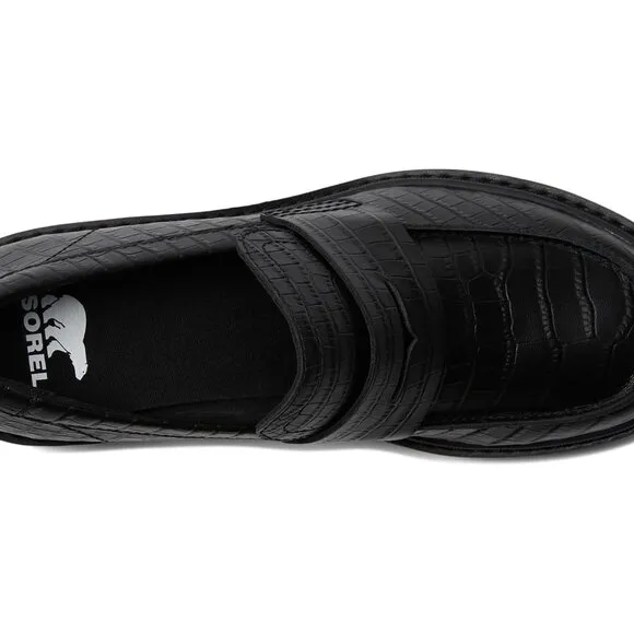 Sorel $150 Joan Now™ City Loafer Black Croc Sz 7.5 NIB!