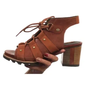 SOREL | Addington Lace Up Sandal Rustic Orange/Brown Block Heel | Size 8