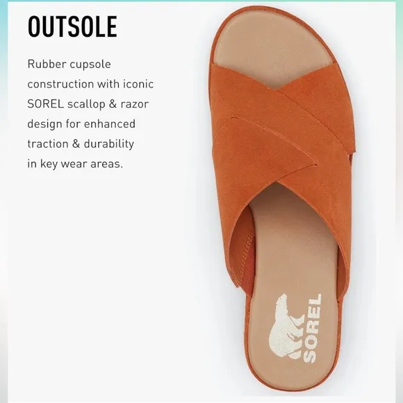 Sorel Cameron Flatform Women's Desert Sun suede Orange Sandals size 8