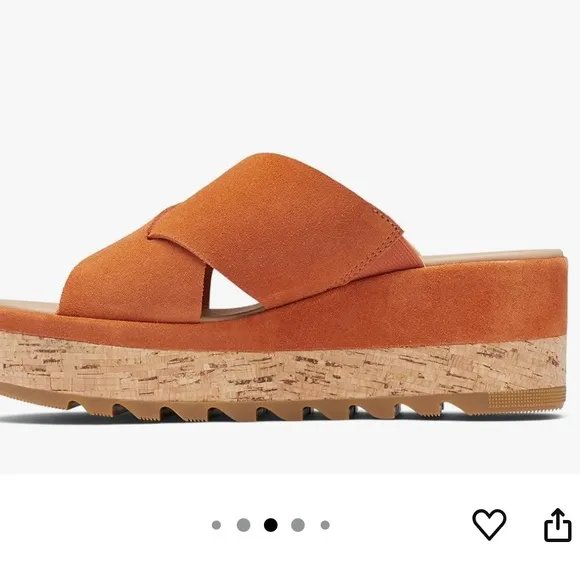Sorel Cameron Flatform Women's Desert Sun suede Orange Sandals size 8