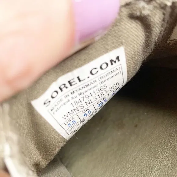 Sorel Campsneak Gray Green Suede Leather Slip On Flats Sneakers Women’s Size 8.5