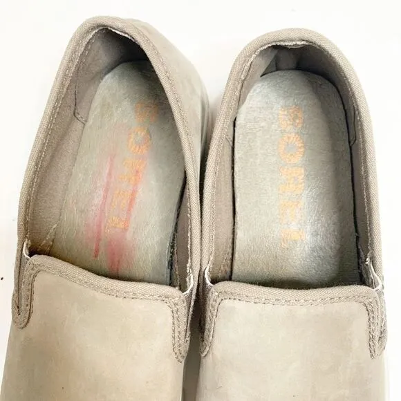 Sorel Campsneak Gray Green Suede Leather Slip On Flats Sneakers Women’s Size 8.5