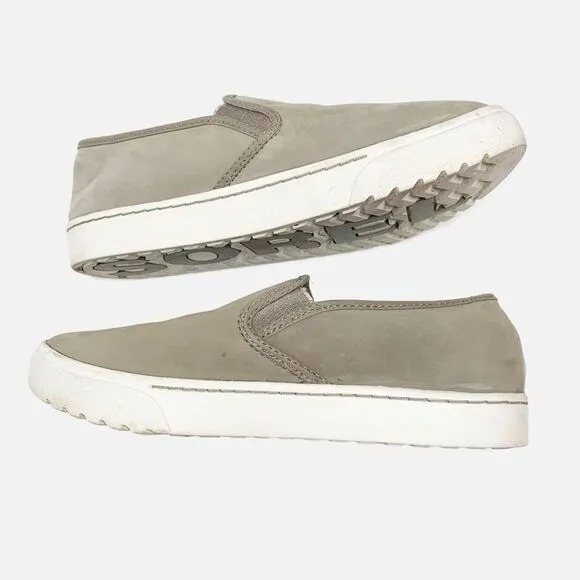 Sorel Campsneak Gray Green Suede Leather Slip On Flats Sneakers Women’s Size 8.5