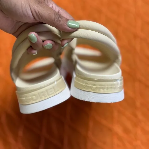 Sorel Cream Sandals with Chunky Platform Sole