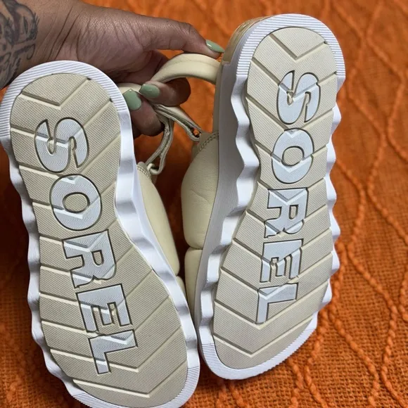 Sorel Cream Sandals with Chunky Platform Sole