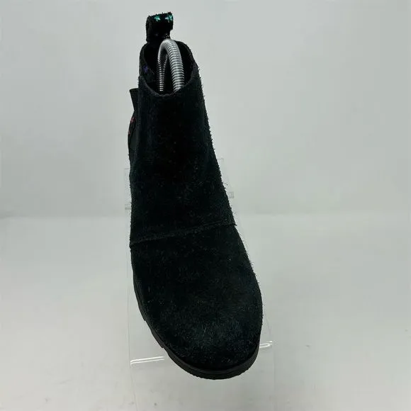 Sorel Emelie Black Leather Chelsea Boots Girls Size 5 Multicolor Rainbow Stars