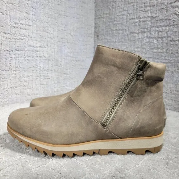 Sorel Harlow Women's Size 8M US Taupe Leather Side Zip Bootie Boots NL3737-297
