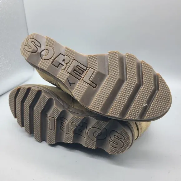 Sorel Joan Of Arctic Wedge Women's Sz 7 Taupe Chelsea Ankle Boots NL3022-240