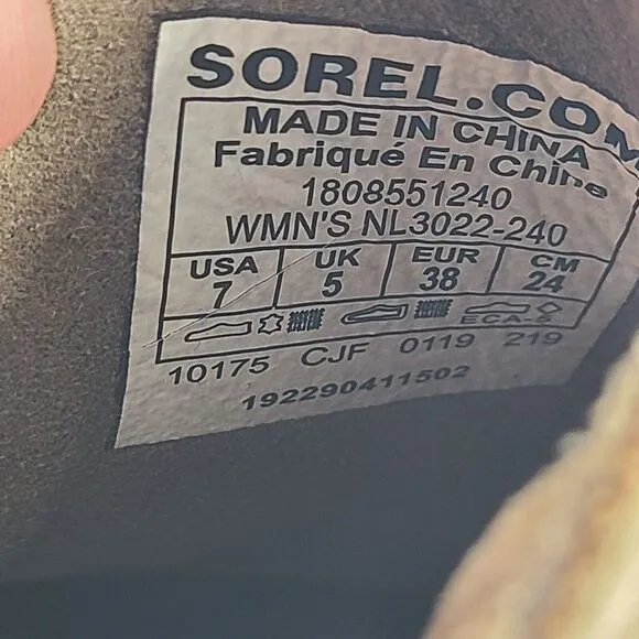 Sorel Joan Of Arctic Wedge Women's Sz 7 Taupe Chelsea Ankle Boots NL3022-240