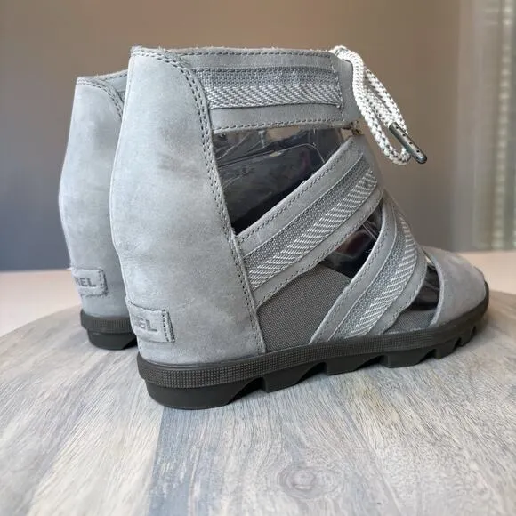 Sorel‎ Joanie II Ghillie Women's Ash Laces Gladiator Chunky Wedge Sandals Size 8