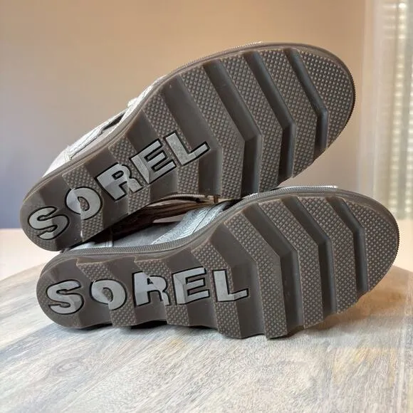 Sorel‎ Joanie II Ghillie Women's Ash Laces Gladiator Chunky Wedge Sandals Size 8