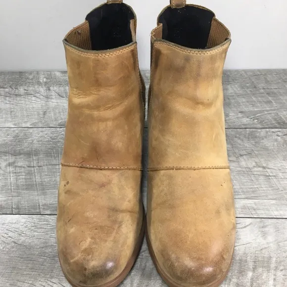 Sorel NL3022 Camel Leather Joan of Arctic Chelsea Ankle Womens Boots Size 10