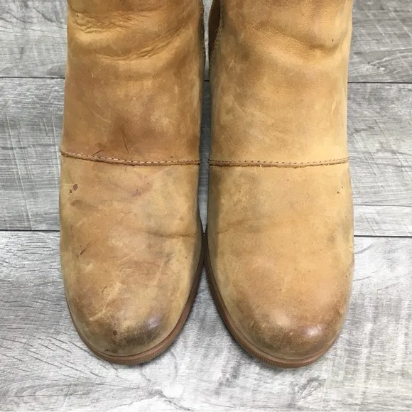 Sorel NL3022 Camel Leather Joan of Arctic Chelsea Ankle Womens Boots Size 10