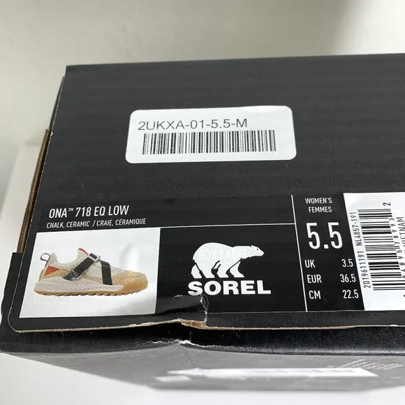 Sorel ONA 718 EQ Low Sneakers Lace-up Buckle Chalk Size 5.5 NEW