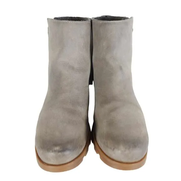 Sorel Women’s Emilie II US 8,5 Gray Leather Side Zip Ankle Boots Booties