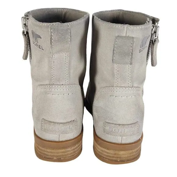 Sorel Women’s Emilie II US 8,5 Gray Leather Side Zip Ankle Boots Booties