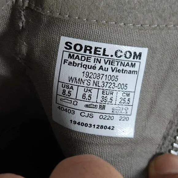 Sorel Women’s Emilie II US 8,5 Gray Leather Side Zip Ankle Boots Booties