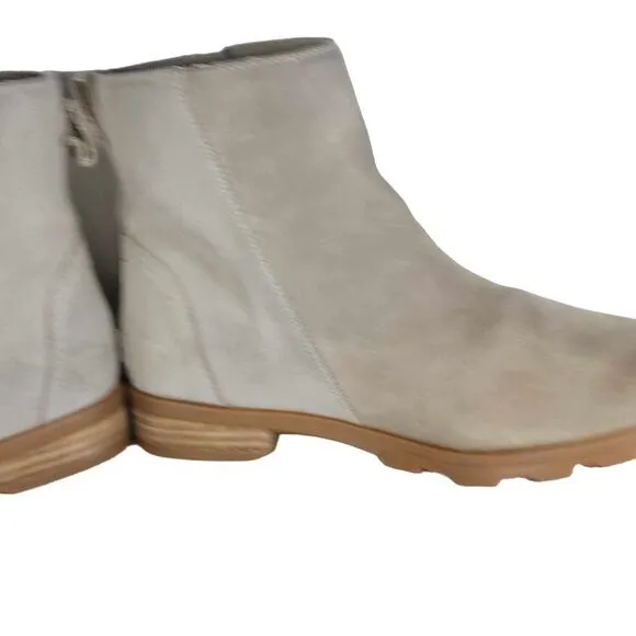 Sorel Women’s Emilie II US 8,5 Gray Leather Side Zip Ankle Boots Booties