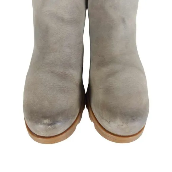 Sorel Women’s Emilie II US 8,5 Gray Leather Side Zip Ankle Boots Booties
