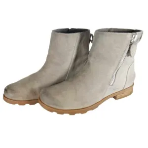 Sorel Women’s Emilie II US 8,5 Gray Leather Side Zip Ankle Boots Booties