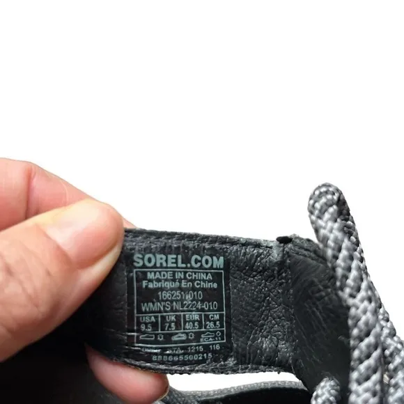 SOREL Women's Joanie Wedge Sandals Open Toe Laced Black Leather US size 9.5
