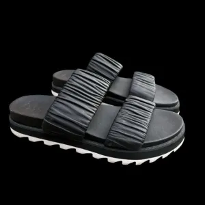 Sorel Women's Roaming Two Strap Slides Black Size 7.5 Leather Sandals