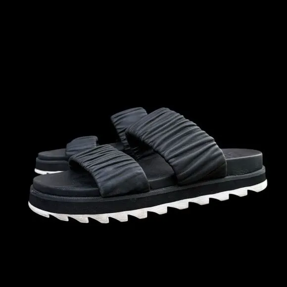 Sorel Women's Roaming Two Strap Slides Black Size 7.5 Leather Sandals