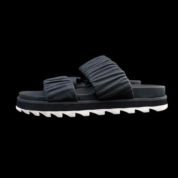 Sorel Women's Roaming Two Strap Slides Black Size 7.5 Leather Sandals
