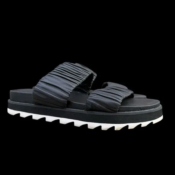 Sorel Women's Roaming Two Strap Slides Black Size 7.5 Leather Sandals