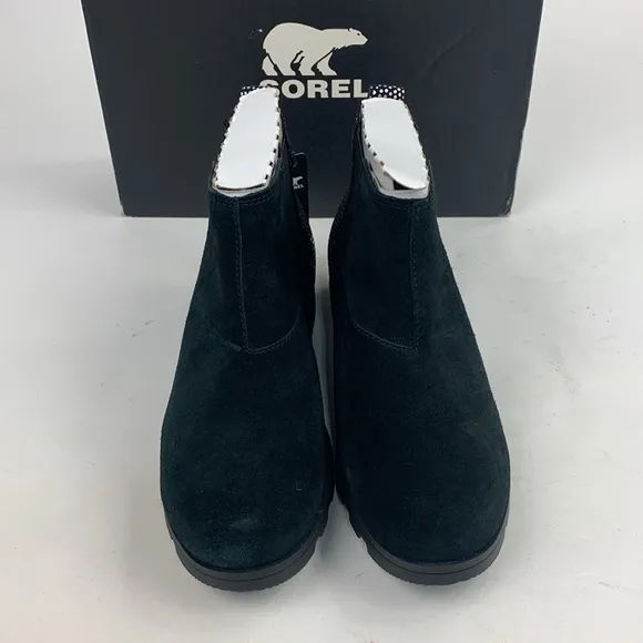 Sorel Youth Emelie Chelsea Black Sea salt boots booties waterproof Sz 5 New NWT
