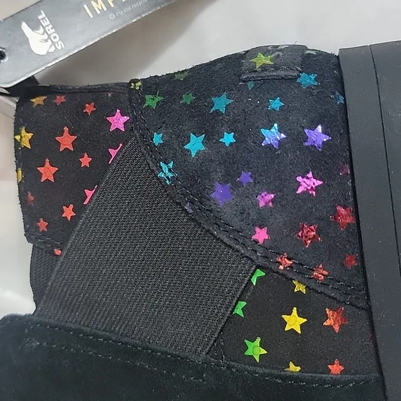 Sorel Youth Emelie Chelsea Bootie Boots size 5 Big Girls Stars Rainbow Color