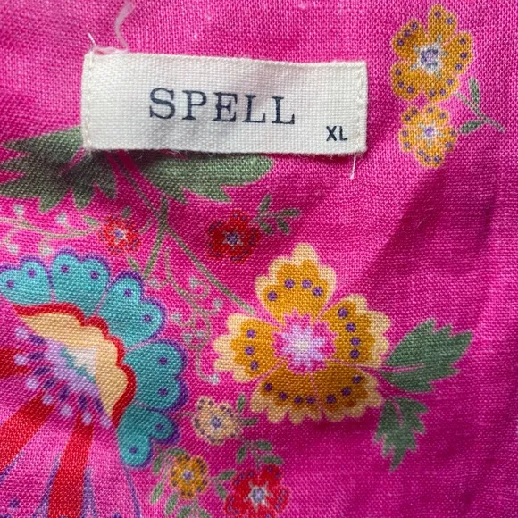 SPELL DESIGNS SOLSTICE LINEN PINK PAISLEY TUNIC DRESS