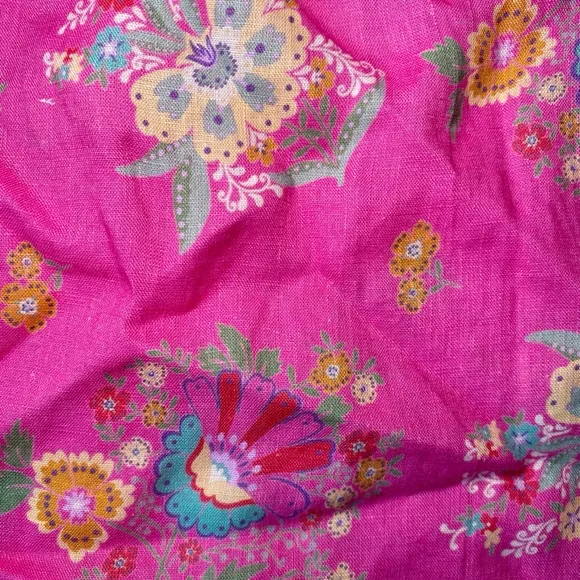 SPELL DESIGNS SOLSTICE LINEN PINK PAISLEY TUNIC DRESS