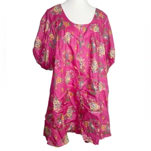 SPELL DESIGNS SOLSTICE LINEN PINK PAISLEY TUNIC DRESS