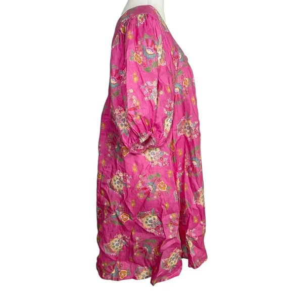SPELL DESIGNS SOLSTICE LINEN PINK PAISLEY TUNIC DRESS