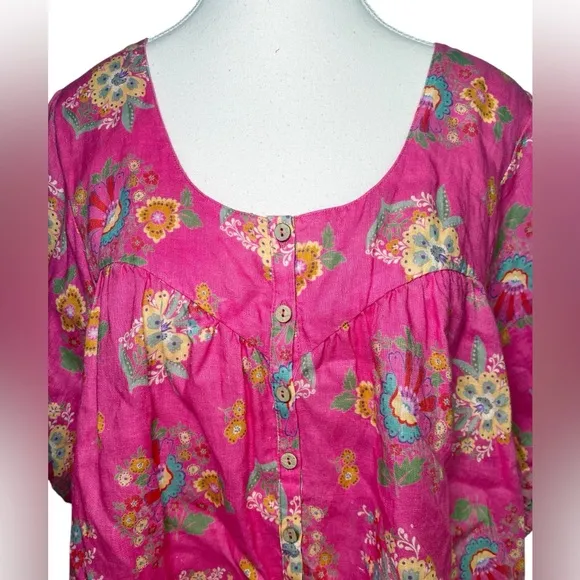 SPELL DESIGNS SOLSTICE LINEN PINK PAISLEY TUNIC DRESS