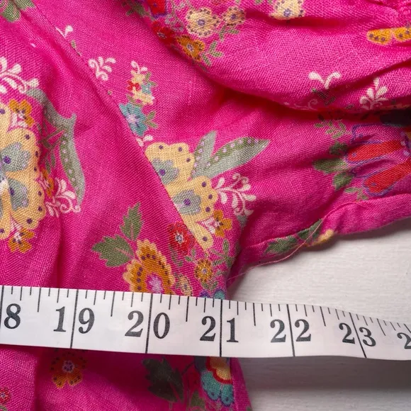 SPELL DESIGNS SOLSTICE LINEN PINK PAISLEY TUNIC DRESS
